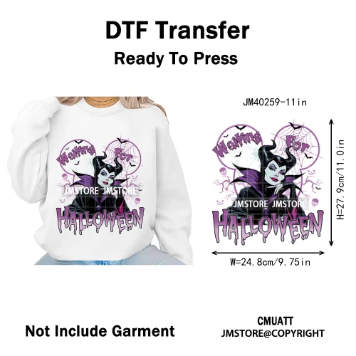 Waiting For Halloween Coquette Bad Girls Friends Wicty Logos Iron on DTF Washable Transfers Stickers Ready to Press for Clothing