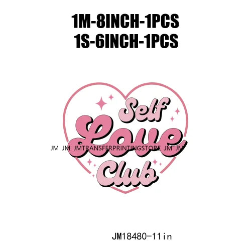 Iron On Love More Cupid Vibes Transfer Decals Self Love Club Pink XOXO Valentine's Day DTF Heat Press Stickers For Clothing Bags