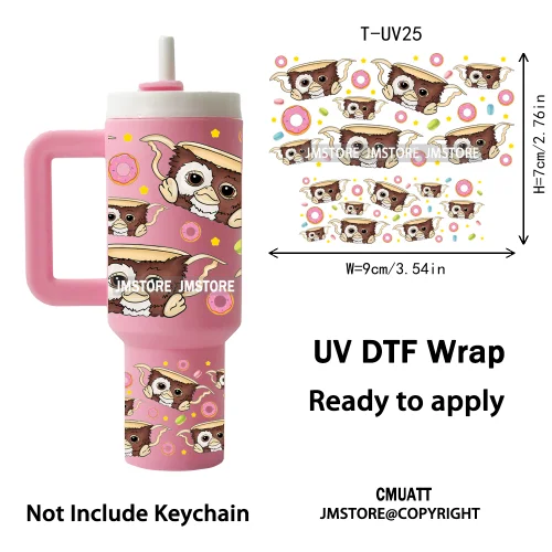 Trendy Cartoon Movies UV DTF Mini Tumbler Keychain Wraps Ready To Press High Quality Wraps UV Stickers for Tumbler Keychain