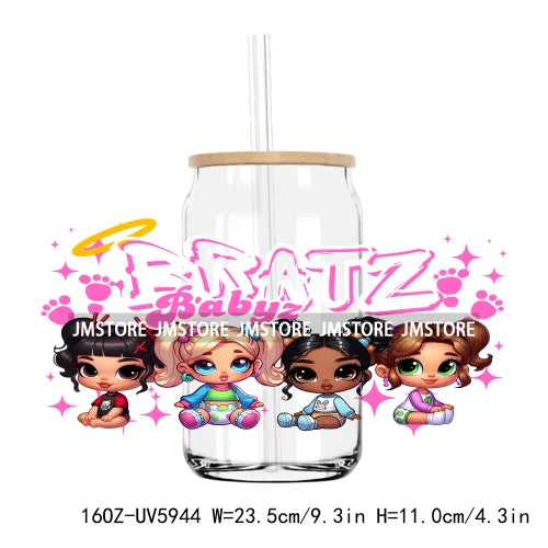 Latina Culture Cartoon Girls 16OZ UV DTF Cup Wrap Transfers Stickers Custom Labels Durable Waterproof Logo For Libbey Glass Can