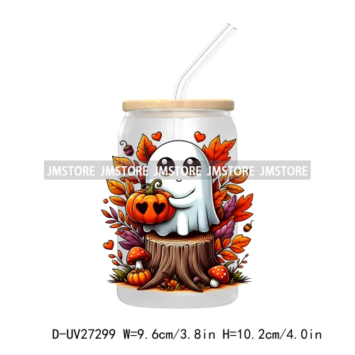 Spooky Ghost Halloween Autumn Pumpkin Season UV DTF Transfer Stickers Decals For Libbey Cold Cups Mugs Tumbler Black Cats Boo