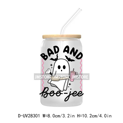 Spooky Ghost Boo Halloween Tis The Season UV DTF Transfer Stickers Decals For Libbey Cold Cup Mugs Tumbler Waterproof Book Ghoul