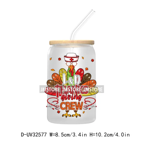 Labor And Delivery Thanksgiving Turkeys Pumpkin Season UV Sticker Decal For Libbey Cold Cups Mug Tumbler Transfer Stickers Nurse