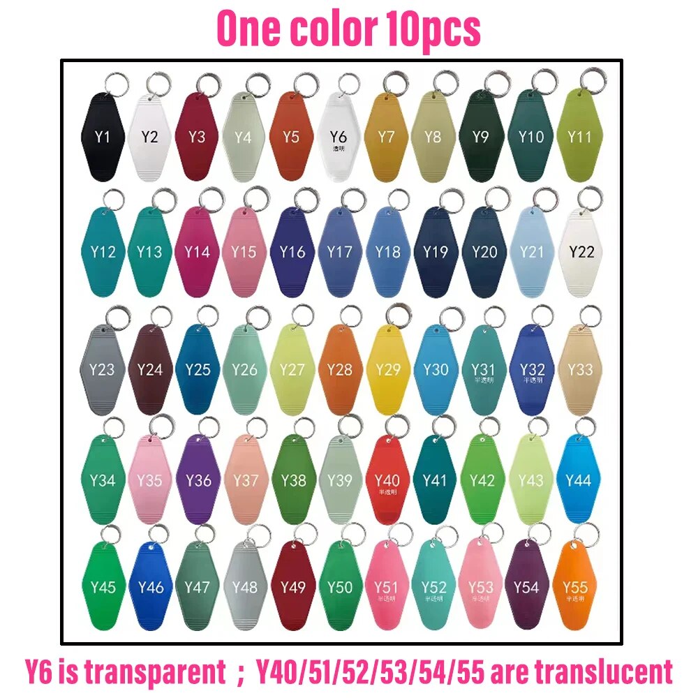 10PCS Blank DIY Hotel Motel Movie Keychain Tags For Stick UV Stickers ABS Plastic