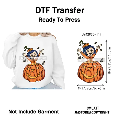 Horror Characters Halloween Spooky Cartoon Friends Scary Pumpkin Iron on DTF Transfers Stickers Ready to Press for Sweatshirts