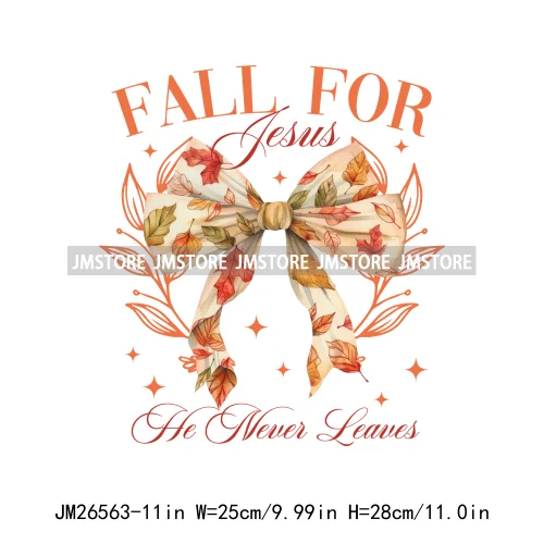 Fall Floral Coquette Bow Religious Jesus Autumn Girly Take Me To Pumpkin Patch DTF Iron On Transfers Stickers For T-shirt Bags