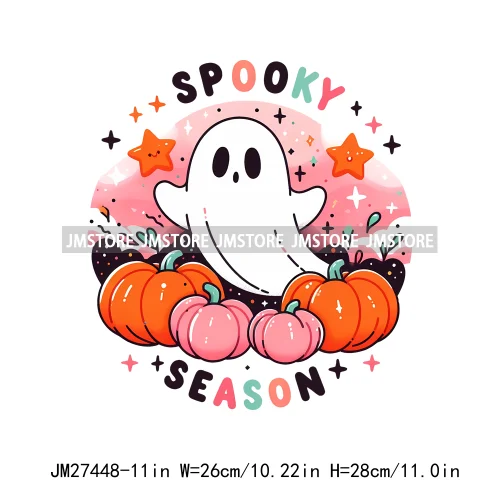 Colorful Coffee Spooky Babe Vibes Stay Spooky Season Ghost Skull Halloween DTF Decals Iron On Transfers Stickers For T-shirts