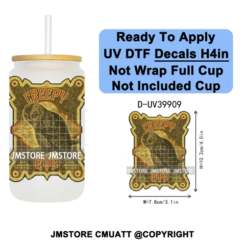 Spooky Halloween Witch Brew Bottle Label Set UV DTF Transfer Stickers Decals Ready To Apply Waterproof For 16OZ Libbey Glass Can