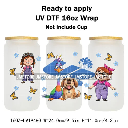 Up Gifts Balloon House Adventure Old Man 16OZ UV DTF Cup Wraps Ready To Apply Waterproof Transfer Stickers For Libbey Glass Can