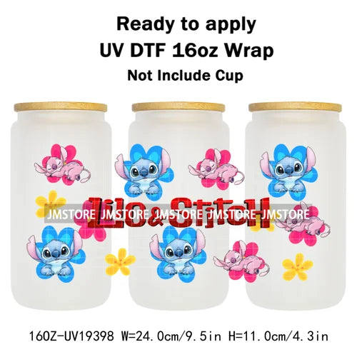 Tropical Cartoon Summer Vibes Splash UV DTF Wraps Transfer Sticker Waterproof High Quality For 16OZ Libbey Glass Can Tumblers