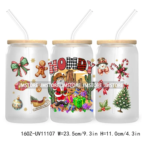 Just A Girl Who Loves Christmas UV DTF Cup Wrap For Libbey Glass Can Transfer Stickers Waterproof Custom Labels Tis The Season