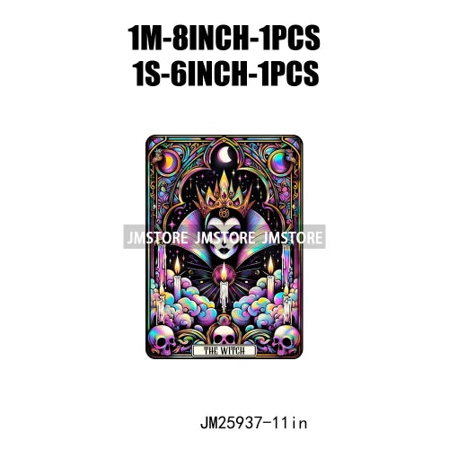 Custom Horror Halloween Emperor Empress Witch Skull Tarot Card Decals DTF Iron On Transfers Stickers Ready To Press For Clothing