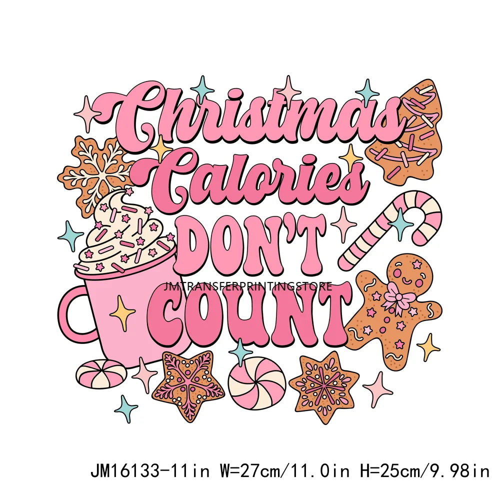 Ho Santa Jolly Moms Club Patch Christmas Calories Don't Count Logo Feelin' Festive On Petty List Transfer Sticker For Clothes