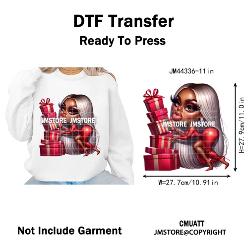 Christmas Stank Face Black Woman Attitude Moody Queen Iron on Washable DTF Heat Transfers Stickers Ready to Press for Clothing