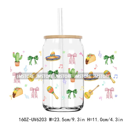 Cartoon Princess Cinco De Mayo Mexican UV DTF Sticker For 16OZ Libbey Glass Cup Can Wrap Transfer Stickers Custom Label DIY Logo