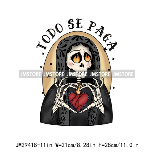 Aqui Espantan Tricotri Mexican Ghost Latina Culture Spooky Pumpkin Halloween Iron On DTF Heat Press Transfer Sticker For Hoodies