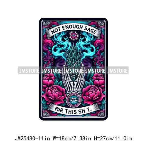 Washable Mom Spill Tea Audacity Emotional Dumpster Designs Tarot Cards DTF Iron On Heat Press Transfer Stickers For T-shirt Bags