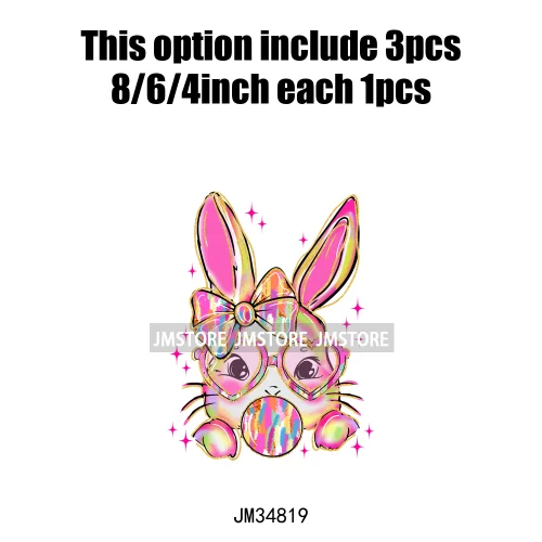 Floral Pink Toile Chinoiserie Coquette Bunny Spring Easter Iron On DTF Heat Transfers Stickers Ready To Press For T-shirts Bags