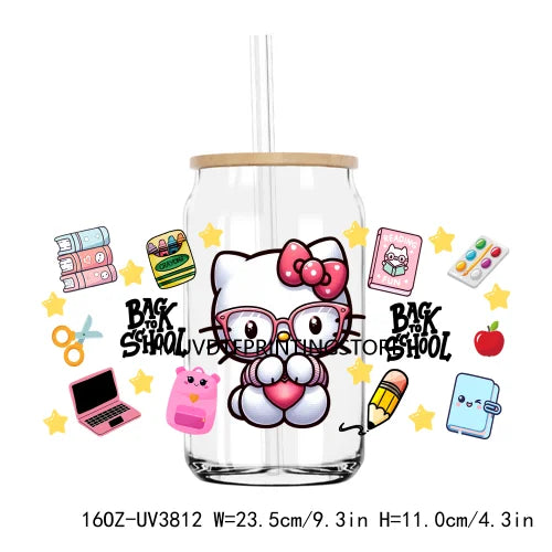 Cartoon Best Friends Princess 16OZ UV DTF Cup Wrap Transfer Stickers Custom Labels DIY Waterproof Logo For Libbey Glass Can Cat