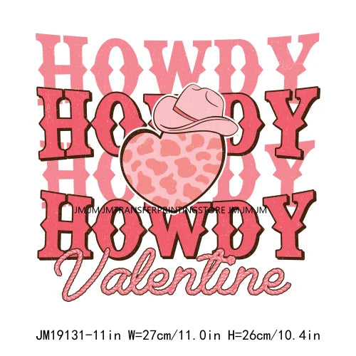 Retro Distressed Western Cowboy Horse Boot Scootin Valentines Day Howday Honey Couple Iron On DTF Transfer Stickers For Clothing