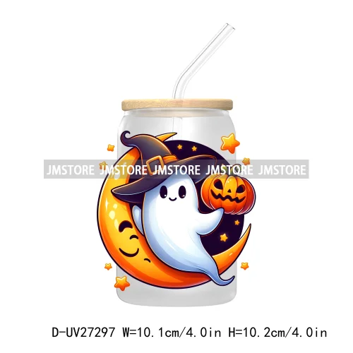 Spooky Ghost Halloween Autumn Pumpkin Season UV DTF Transfer Stickers Decals For Libbey Cold Cups Mugs Tumbler Black Cats Boo