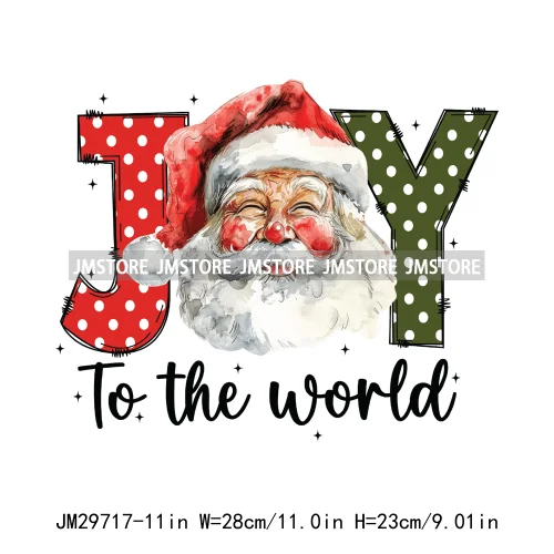 Just Waiting For Christmas Santa Claus Gifts Joy Winter Holidays Vibes Iron On DTF Transfers Stickers Ready To Press For Clothin