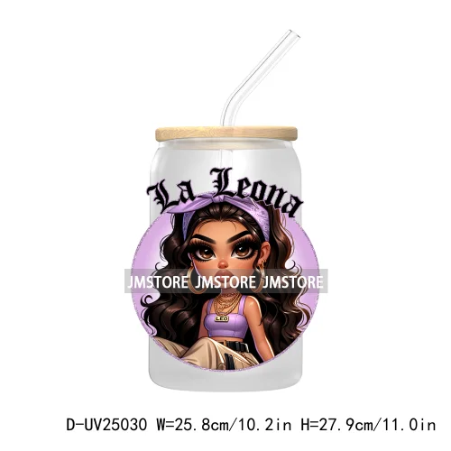 Chicana Chola Chibi Zodiac Girls UV DTF Transfer Stickers Decals For Libbey Cold Cups Mugs Durable Waterproof Custom Logo Labels