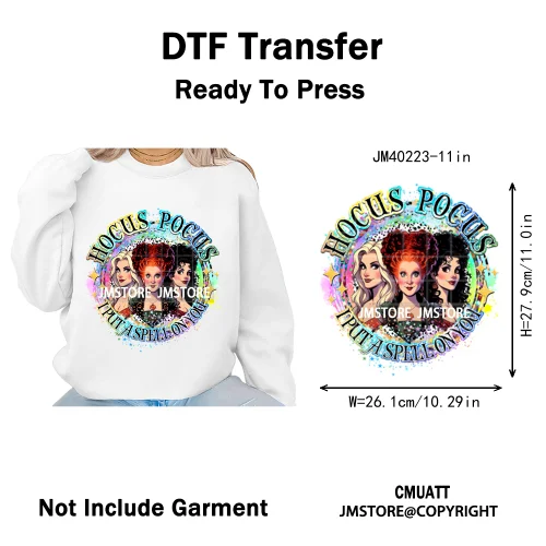 Horror Halloween Movie Witches Social Club Thug Life Coquette Iron on DTF Washable Transfers Stickers Ready to Press for Textile