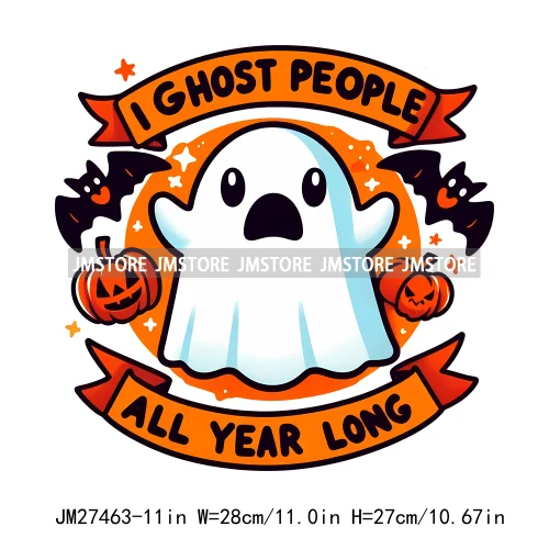 Colorful Coffee Spooky Babe Vibes Stay Spooky Season Ghost Skull Halloween DTF Decals Iron On Transfers Stickers For T-shirts