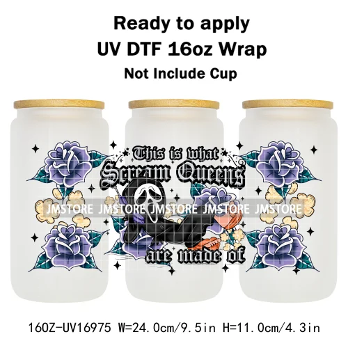 Witchy Princess Halloween Trick Or Treat 16OZ UV DTF Cup Wraps Ready To Apply Waterproof Transfer Stickers For Libbey Glass Can