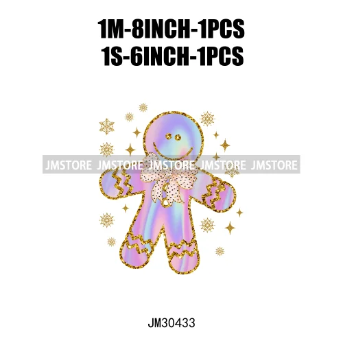 Faux Glitter Merry Christmas Season Merry And Bright Santa Baby Decals Iron On DTF Transfers Stickers Ready To Press For T-shirt