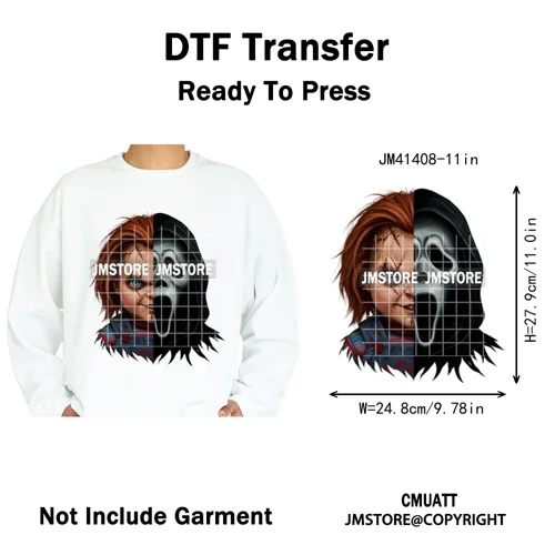 Spooky Soda Can Killer Checkered Horror Characters Drink Halloween Iron on DTF Heat Transfer Stickers Ready to Press for Textile