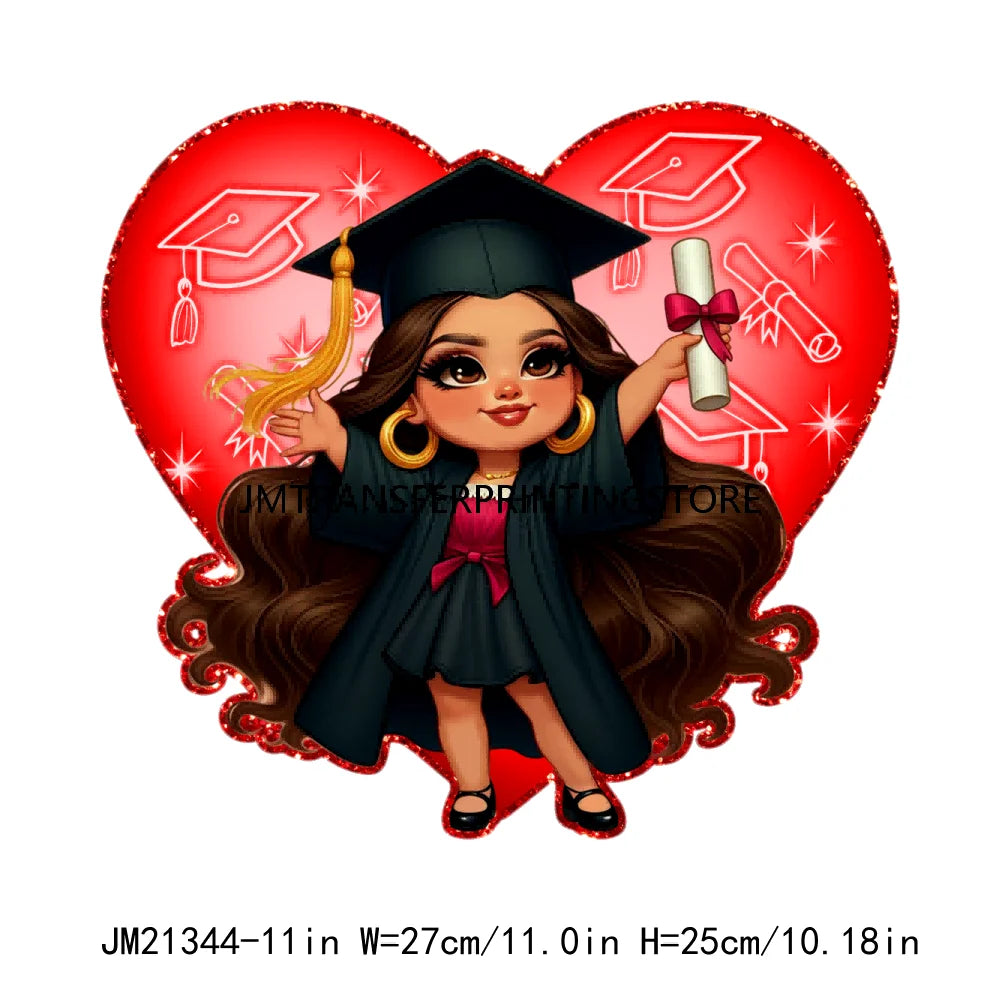 Chicana Chola Educated Latina Graduation Girl Mexican Culture Iron On Stickers Chingona y con Diploma DTF Transfers For Garment