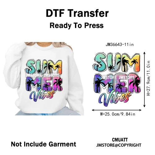 Hello Summer Lake Junkie Beach Vibes Last Day Of School Iron on DTF Thermal Transfer Stickers Ready to Press for T-shirt Bags