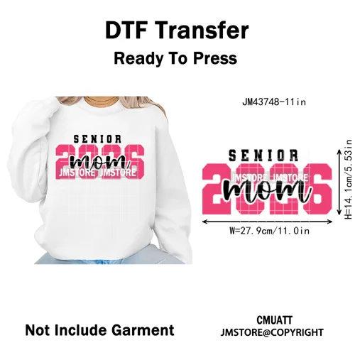 High School Senior Year Class of 2026 My First Last Day Iron on Washable DTF Heat Transfers Stickers Ready to Press for Hoodies