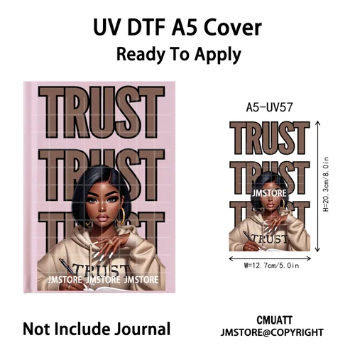 Christian God Pray Afro Girl Alphabet UV DTF Notebook Cover Decals Ready To Apply Durable Transfer Stickers For A5 Journal Cover