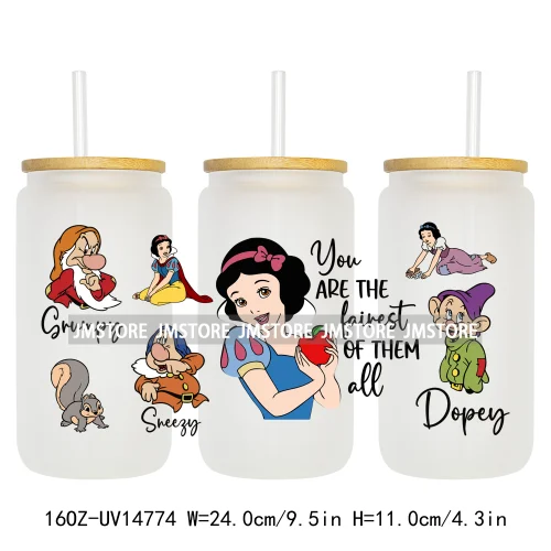 Beautiful Princess Cartoon Gnomes UV DTF Wraps Transfer Sticker Ready To Apply Waterproof Logo For 16OZ Libbey Glass Can Tumbler