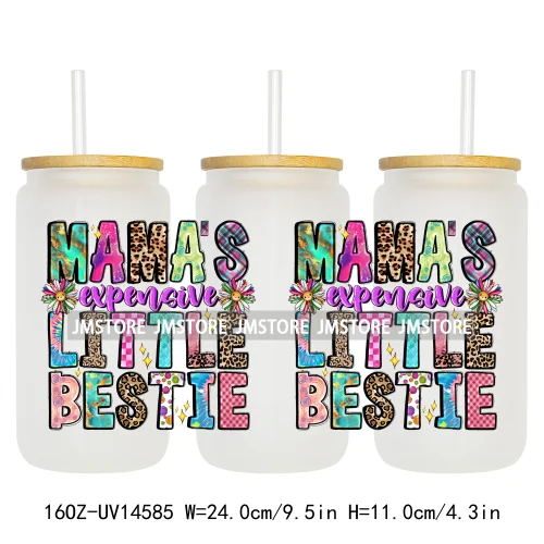 Howdy Western Mama Cowhide UV DTF Wraps Transfer Sticker Selfadhesive Waterproof High Quality For 16OZ Libbey Glass Can Tumbler