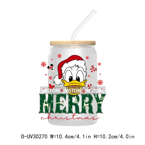 Merry Christmas Cartoon Mouse And Friends UV DTF Transfer Stickers Decals For Libbey Cold Cups Mugs Tumbler Xmas Bear Candy Cane