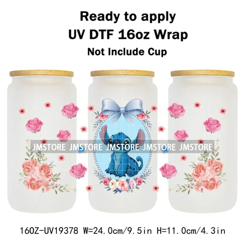 Strawberry Girls Cartoon Magic Mirror UV DTF Transfer Sticker Cup Tumbler Wrap For 16OZ Libbey Glass Wraps Bottle Mug DIY Labels