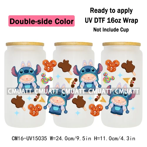 Double Sided Color UV DTF Cup Wraps 16OZ Wholesale Custom Bulk Waterproof Cartoon Cute Monster Transfer Designs For Mug Glass