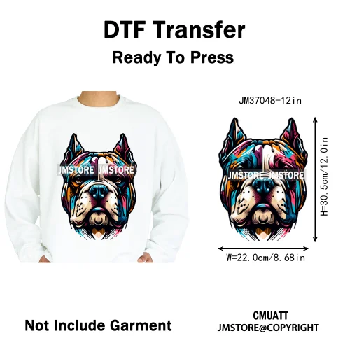 12in Streetwear Vibes Rich Cool Cartoon Bulldog King Designs Washable Iron on DTF Transfers Stickers Ready to Press for Clothes