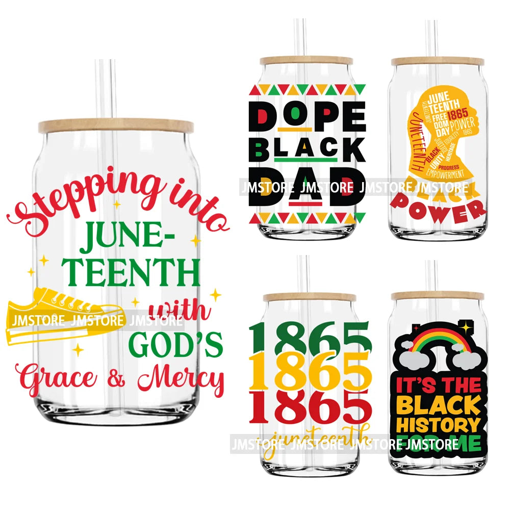 Stepping Into Juneteenth Black History Month UV DTF Transfer Stickers Decal For Libbey Cold Cup Mug Tumbler Waterproof DIY Craft