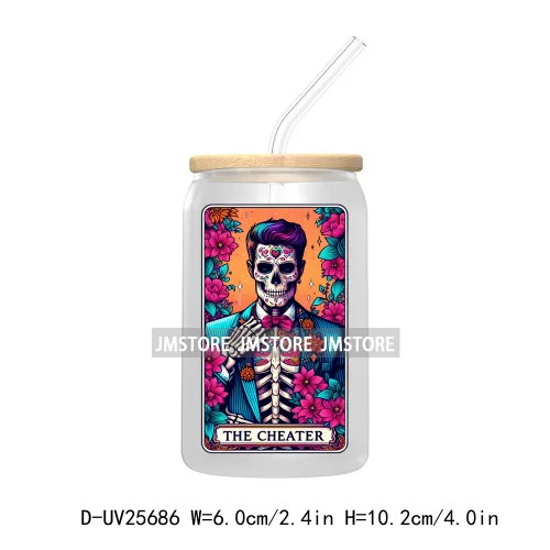 The Teacher Tarot Card UV DTF Transfer Stickers Decals For Libbey Cold Cups Mugs Tumbler Custom Logo Labels Funny Witchy Skull