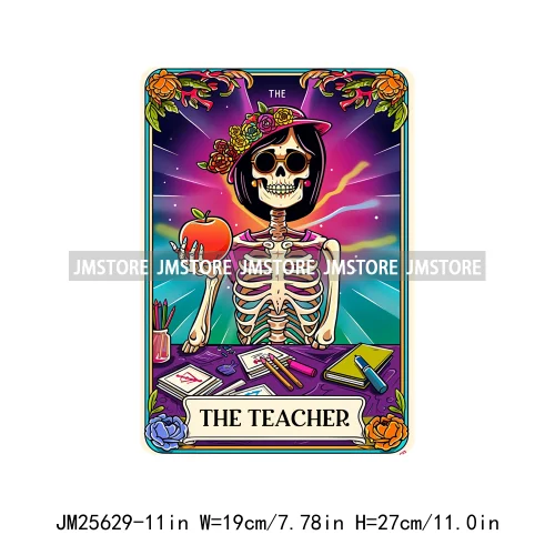 Funny True Crime Junkie Reader Teacher Drunk Housewife Queen Tarot Card DTF Iron On Transfer Stickers Ready To Press For Clothes