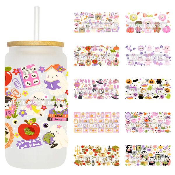 Spooky Boo Halloween Fall Bookish Ghost UV DTF Stickers Ready To Transfer Cup Wrap Custom Labels For Libbey Can Glass Tumbler