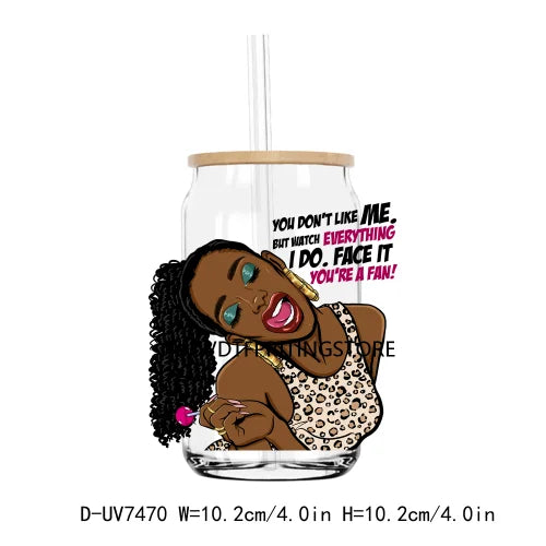 African American Black Women UV DTF Transfers Stickers Decals For Libbey Cold Cups Mugs Tumbler Waterproof DIY Craft Afro Girls