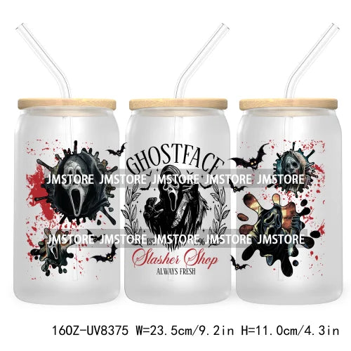 Spooky Vibes Coffee 16OZ UV DTF Cup Wrap Transfers Stickers Custom Labels Durable Waterproof Logo For Libbey Glass Can Halloween