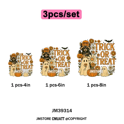Funny Halloween Quotes Ghouls Stay Spooky Creep It Real Iron on DTF Washable Transfers Stickers Ready to Press for T-shirts Bags