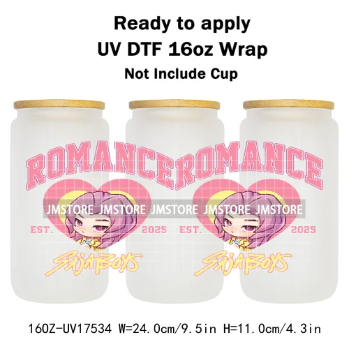 Kpop Demon Boy Band Soda Pop Hunter Girls 16OZ UV DTF Cup Wraps Ready To Apply Waterproof Transfer Stickers For Libbey Glass Can